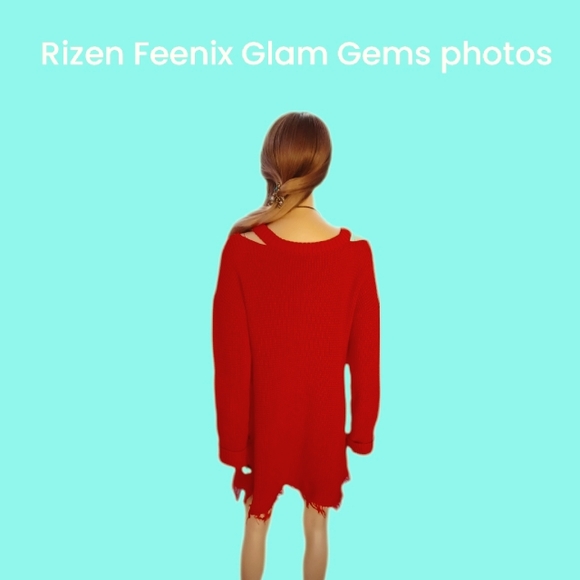 Cold shoulder XL sweater tunic top - Picture 4 of 7